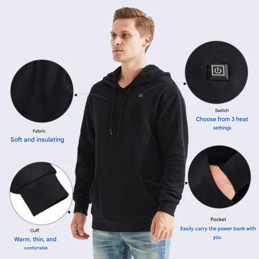 Heated Unisex Hoodie – ThermaHoodie Electric Warm Pullover for Outdoor