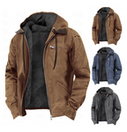 Men's Waterproof Outdoor Jacket with Hood, Country style with Fur Lining