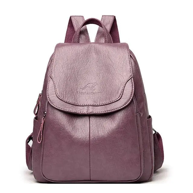 Anti-Theft Leather Backpack – Secure Travel Laptop Bag