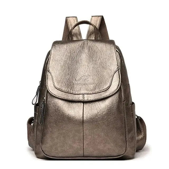 Anti-Theft Leather Backpack – Secure Travel Laptop Bag