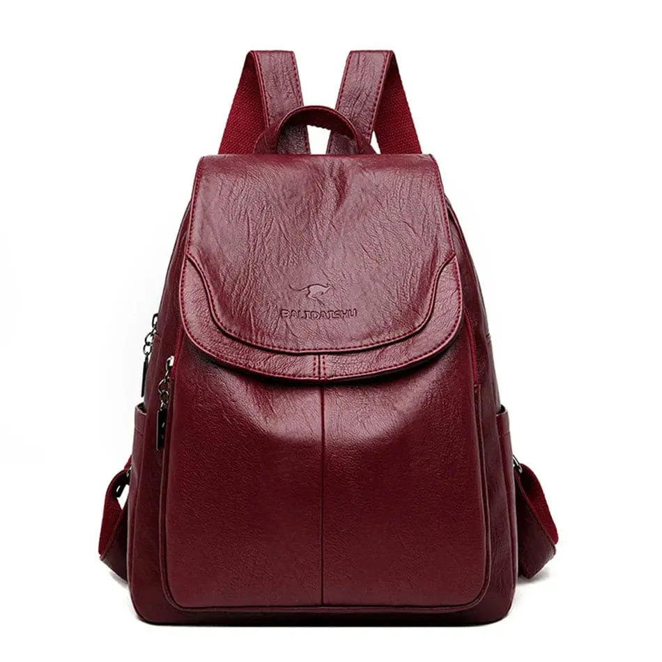 Anti-Theft Leather Backpack – Secure Travel Laptop Bag