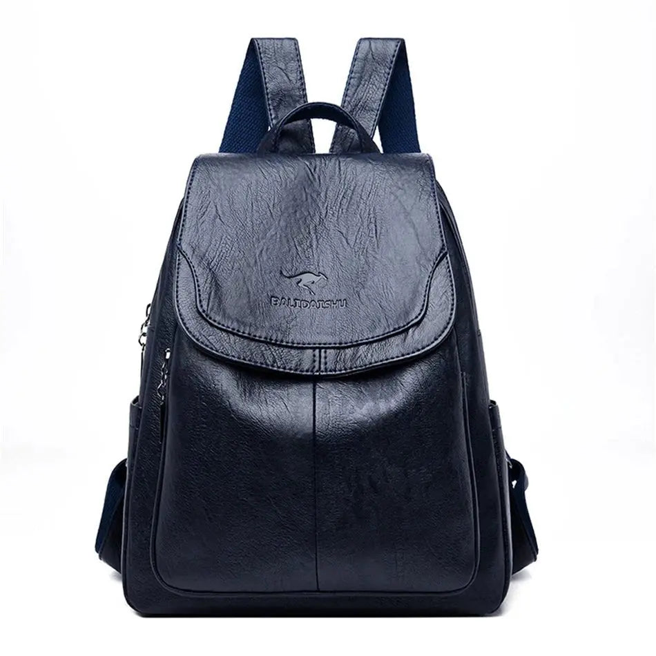 Anti-Theft Leather Backpack – Secure Travel Laptop Bag
