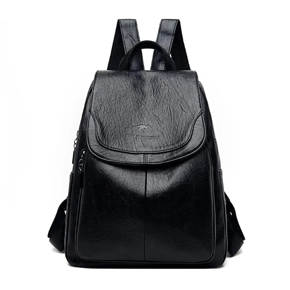 Anti-Theft Leather Backpack – Secure Travel Laptop Bag