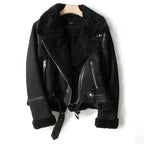 Women’s Leather Jacket with Sherpa Lining – Warm Stylish Outerwear