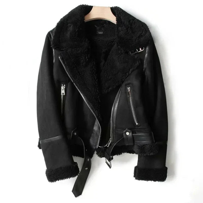 Women’s Leather Jacket with Sherpa Lining – Warm Stylish Outerwear