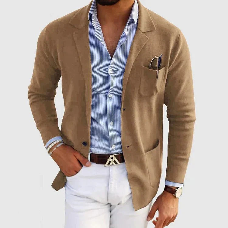 Men's Slim Fit Casual Long-Sleeve Knit Blazer