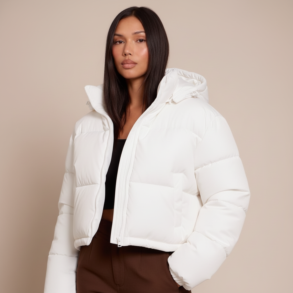 Women’s Quilted Hooded Puffer Jacket – Thick Insulated Winter Coat