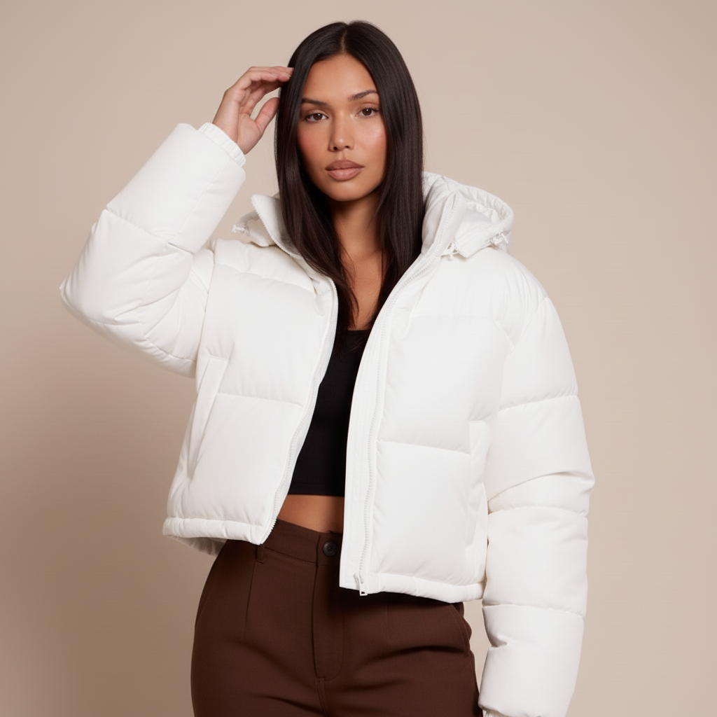 Women’s Quilted Hooded Puffer Jacket – Thick Insulated Winter Coat