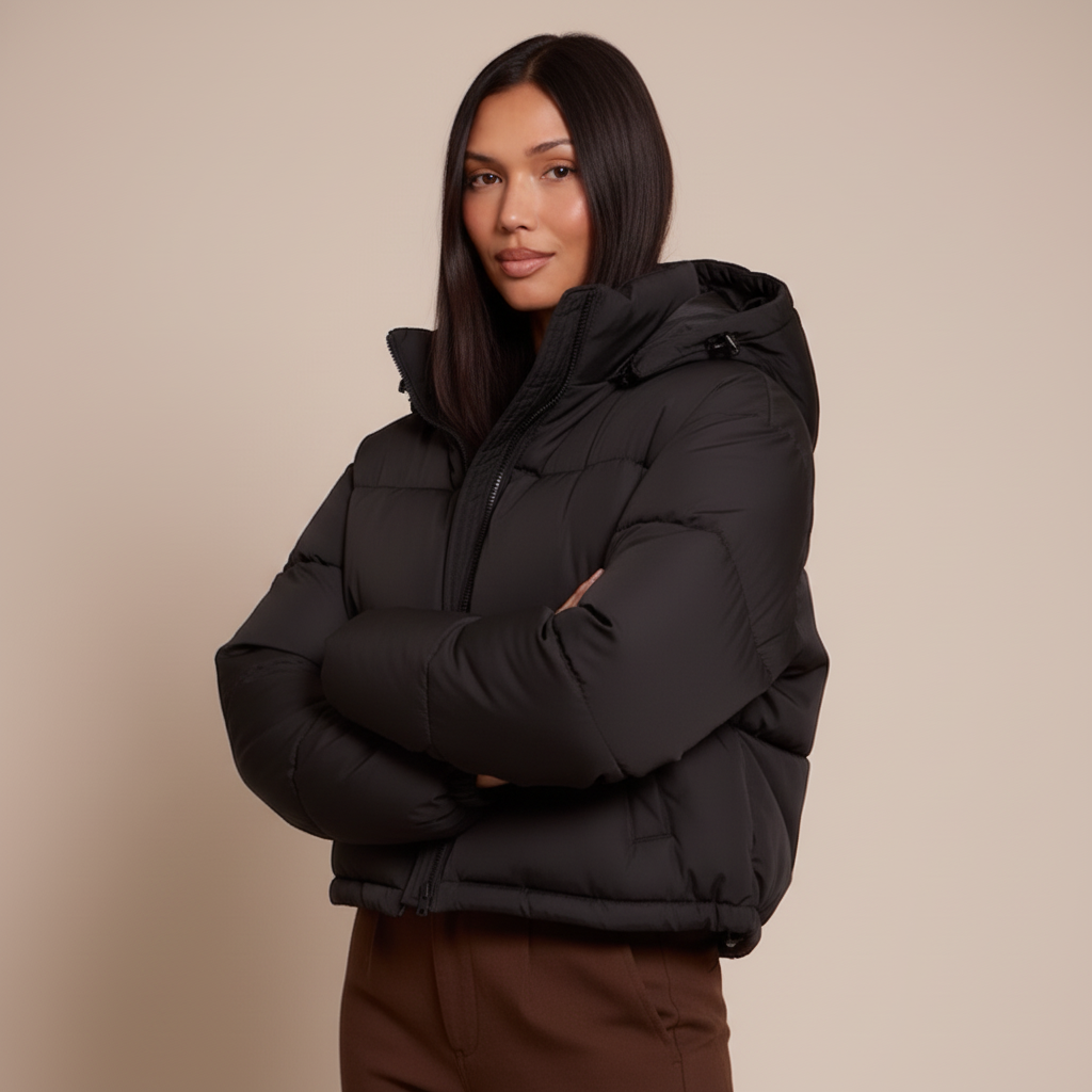 Women’s Quilted Hooded Puffer Jacket – Thick Insulated Winter Coat