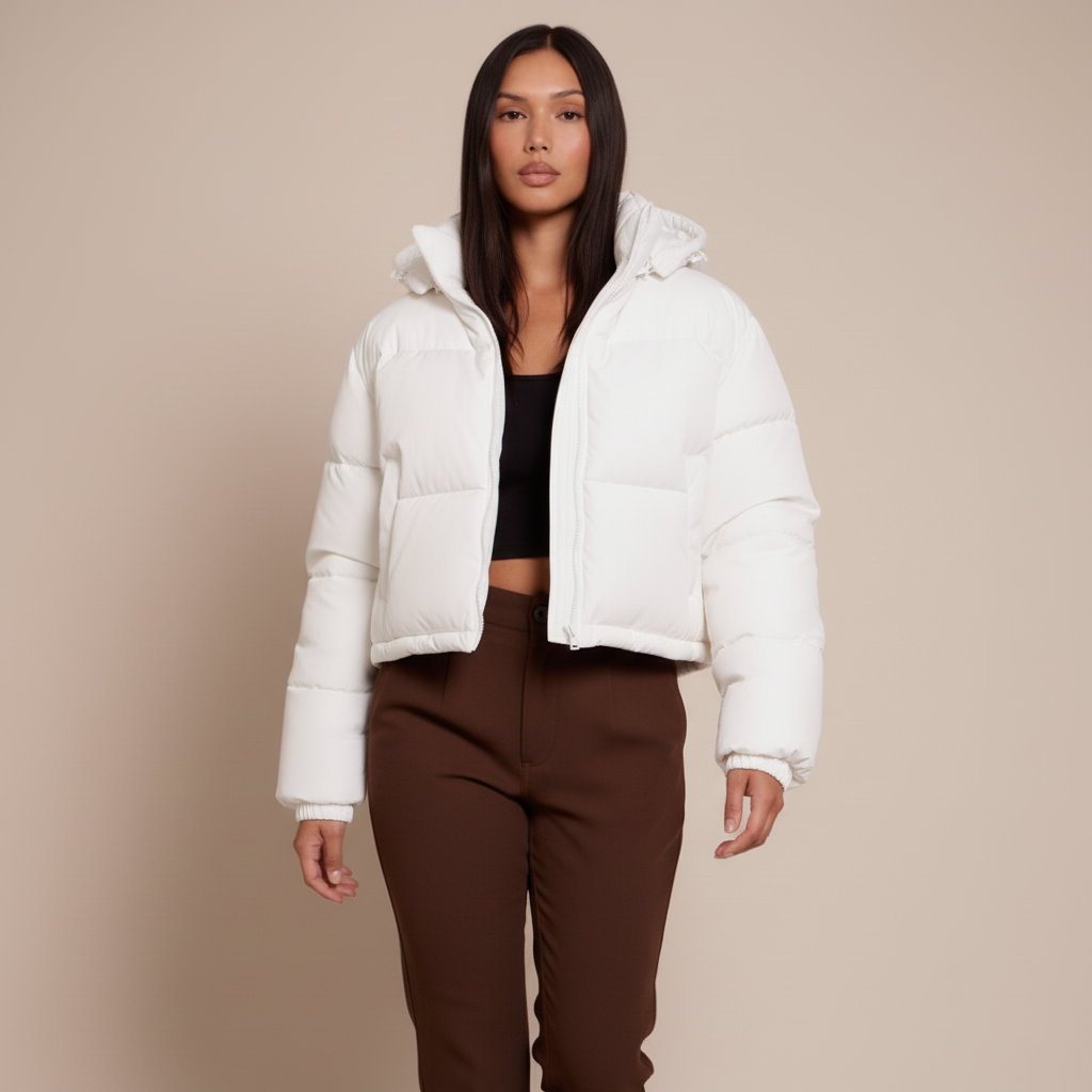 Women’s Quilted Hooded Puffer Jacket – Thick Insulated Winter Coat