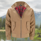 Men's Lightweight Harrington Jacket with Zip Closure