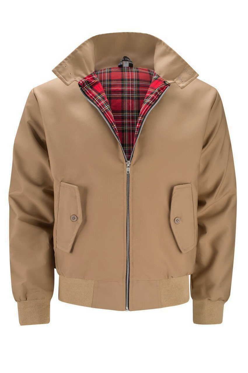 Men's Lightweight Harrington Jacket with Zip Closure