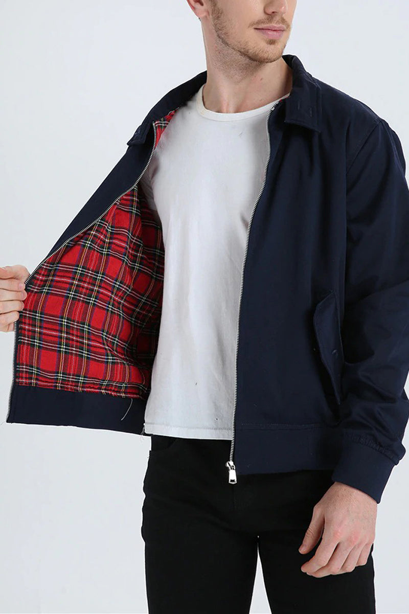 Men's Lightweight Harrington Jacket with Zip Closure