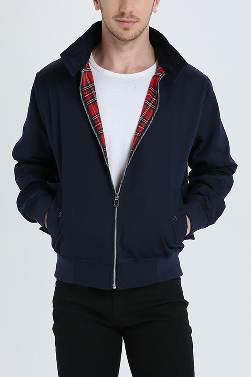 Men's Lightweight Harrington Jacket with Zip Closure