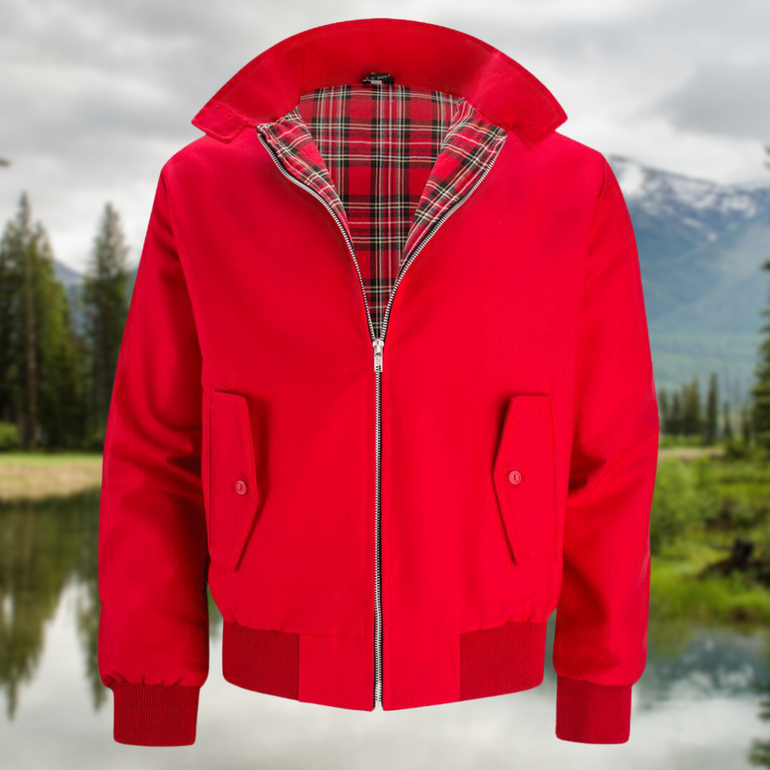 Men's Lightweight Harrington Jacket with Zip Closure