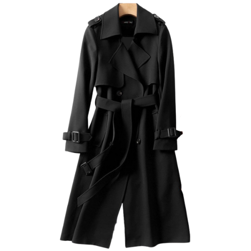 Elegent Long Trench Coat with Belt for Women