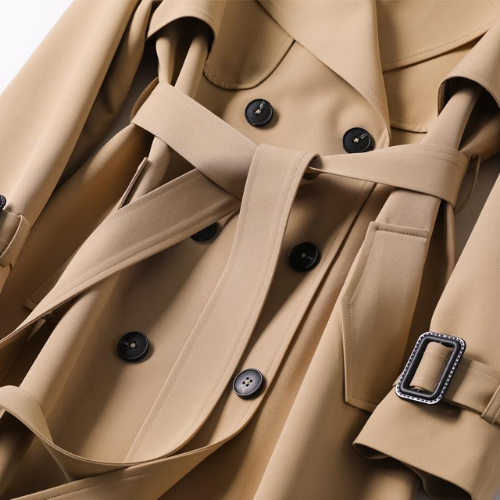 Elegent Long Trench Coat with Belt for Women