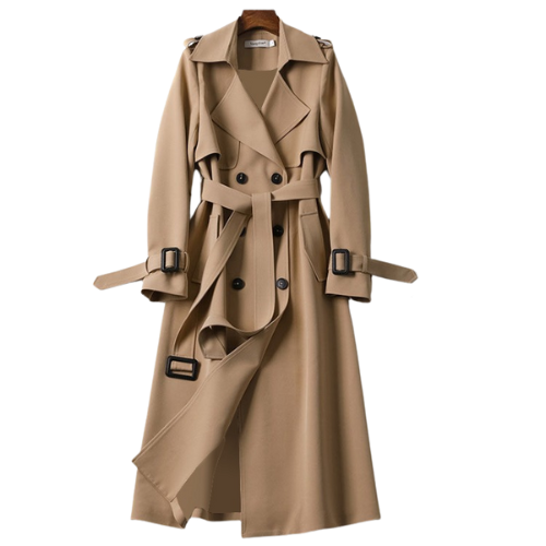 Elegent Long Trench Coat with Belt for Women