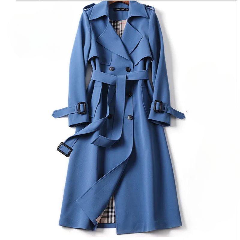 Elegent Long Trench Coat with Belt for Women