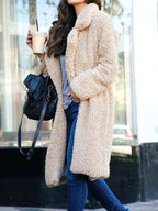 Women’s Long Teddy Coat – Trendy Warm Outerwear for Casual Wear