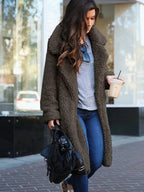 Women’s Long Teddy Coat – Trendy Warm Outerwear for Casual Wear